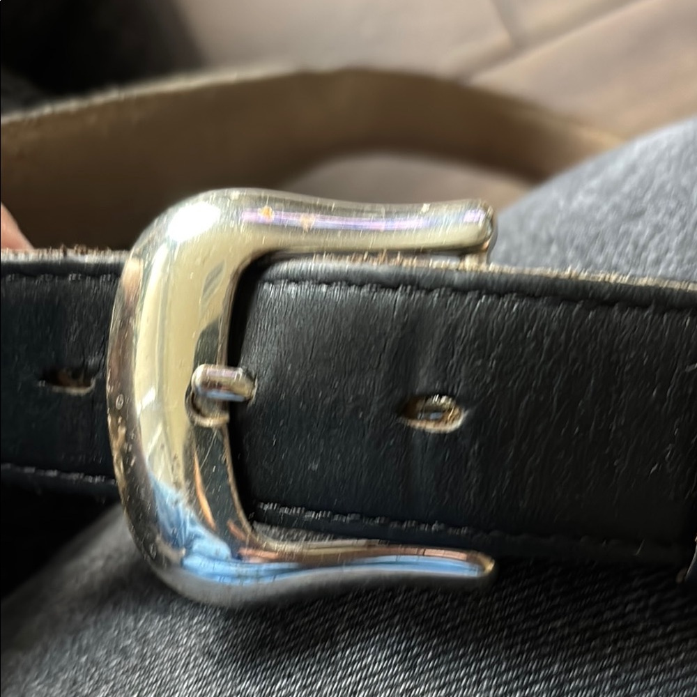 Tony Lama Leather Belt with Silver Buckle